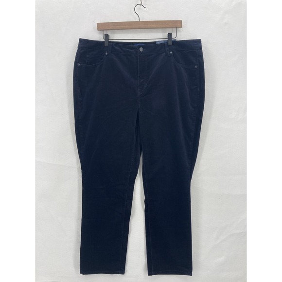 Talbots Flawless Corduroy Pants Womens 18WP Blue High Waist Straight Leg Stretch - Picture 1 of 16